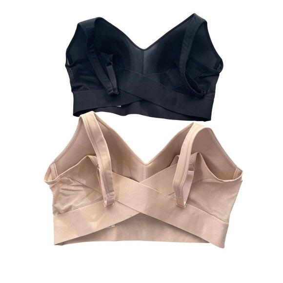 Rhonda Shear 2 Pack Molded Cup Bra with Wrap Back Size Medium Black Beige 665.9 - Picture 3 of 10